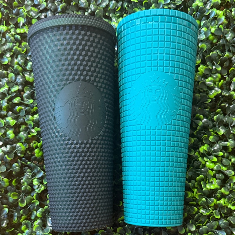 Starbucks Black and Teal Textured Tumbler Pair